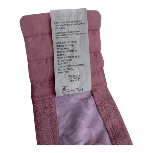 Olga Side Support Ultimate Comfort Women's Size 40D Pink Floral Unlined Bra - Picture 5 of 6